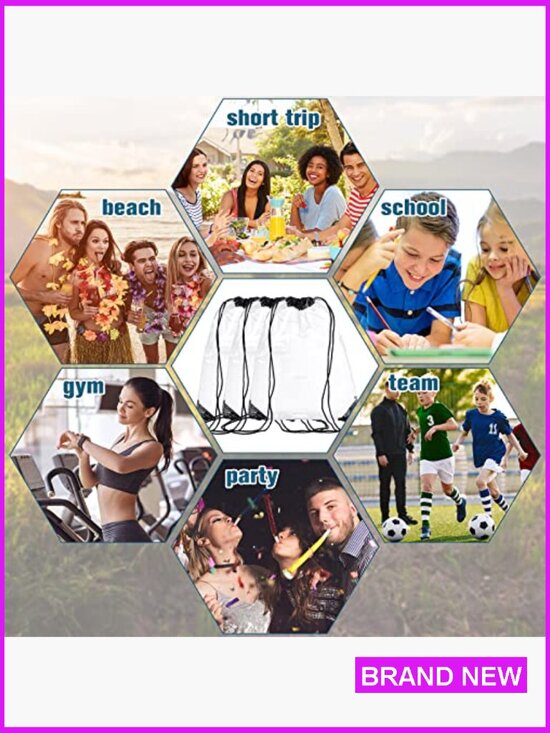 30 Clear Drawstring Bags Waterproof PVC Backpack Stadium Sporting Events main image 5